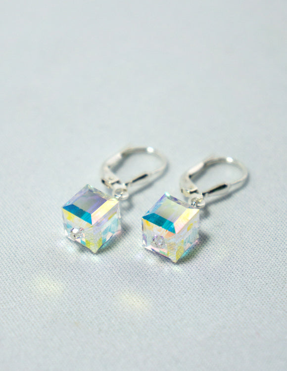 Austrian Crystal Clear Cube Earrings