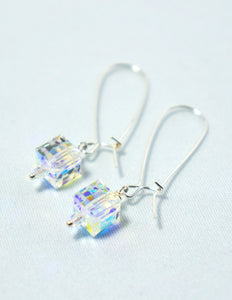 Clear Cube Drop Earrings